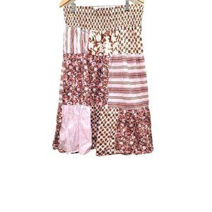 Universal Thread Women's Plus Size Bohemian Patchwork Maxi Skirt Floral & Stripe